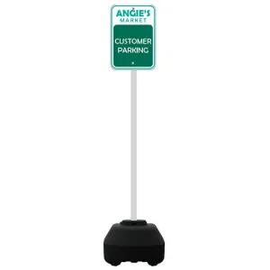 18" Rocking Outdoor Portable Parking Lot Sign | 60" Post