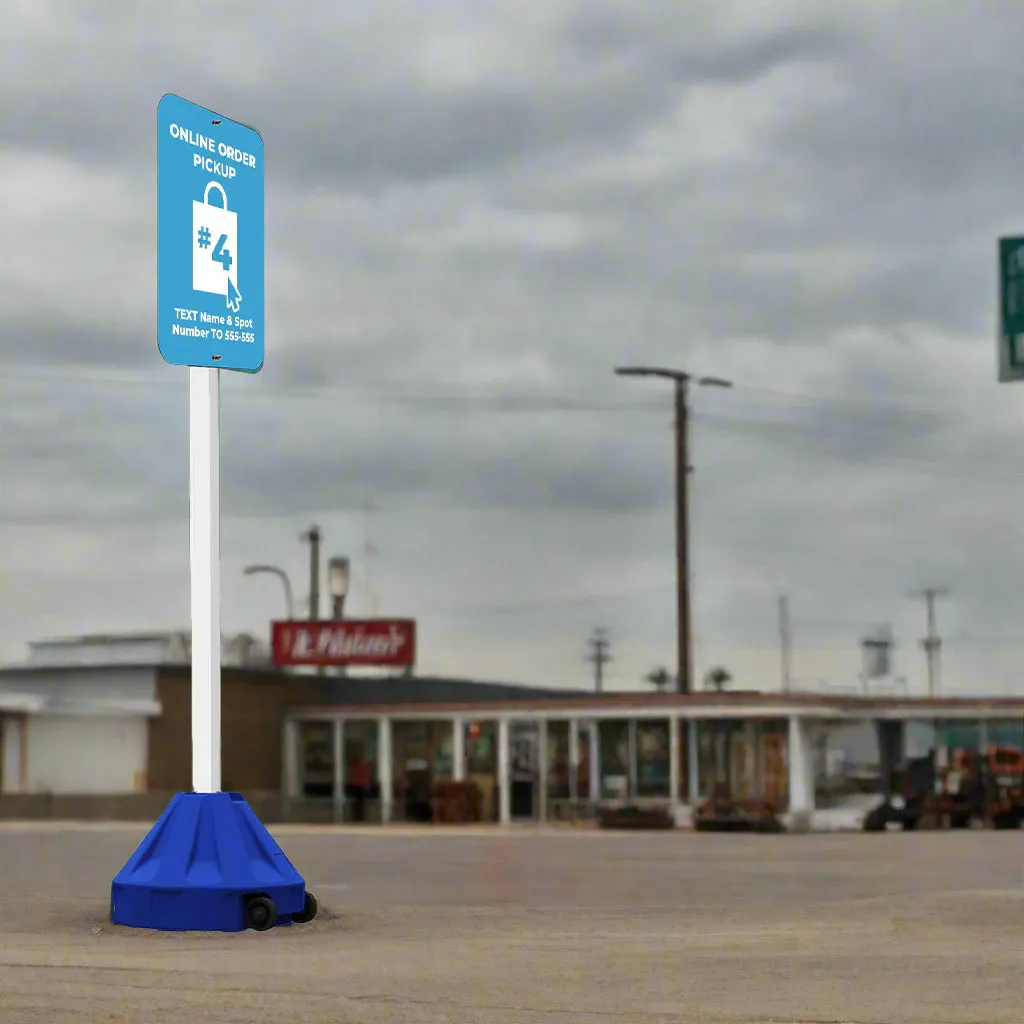 18" Rolling Outdoor Portable Parking Lot Sign | 60" Post