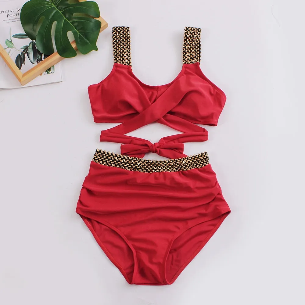 2023 Black Cross High Waist Bikini
