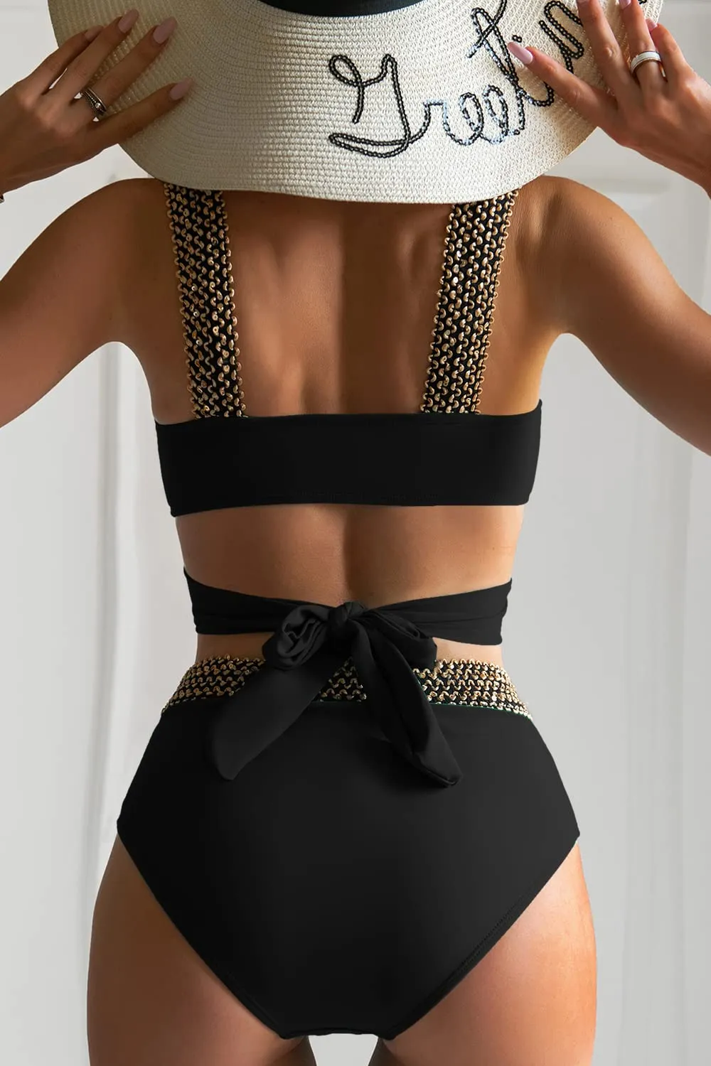 2023 Black Cross High Waist Bikini