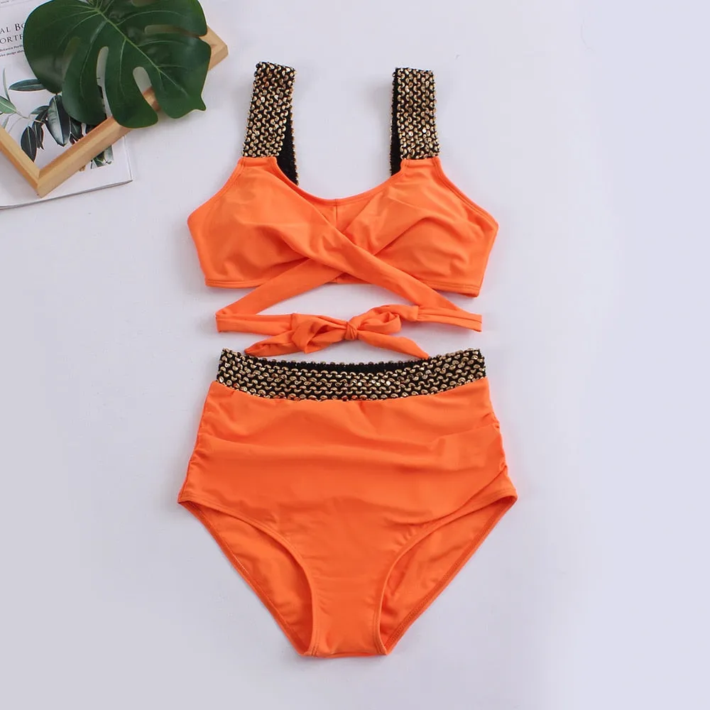 2023 Black Cross High Waist Bikini