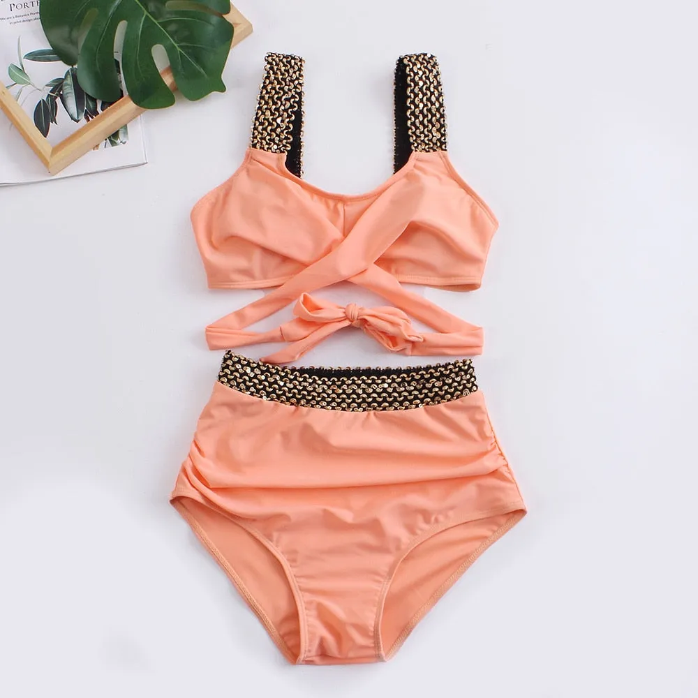 2023 Black Cross High Waist Bikini