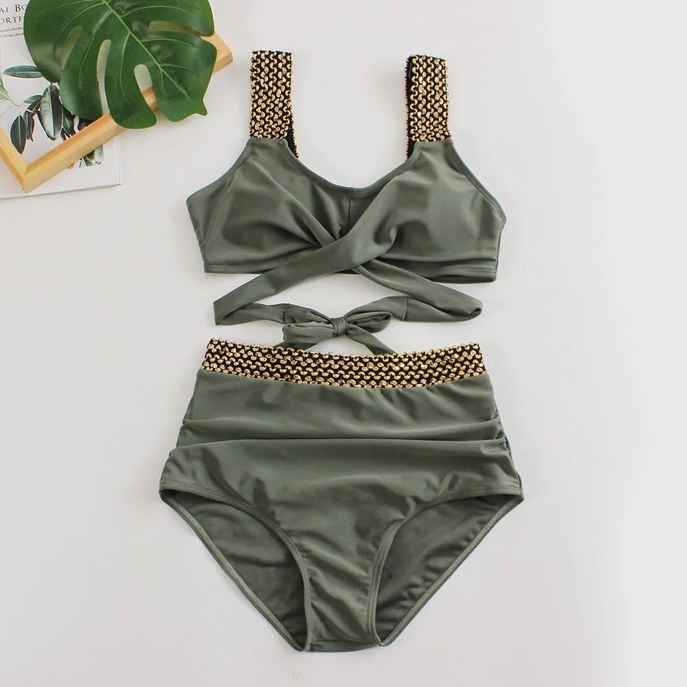 2023 Black Cross High Waist Bikini
