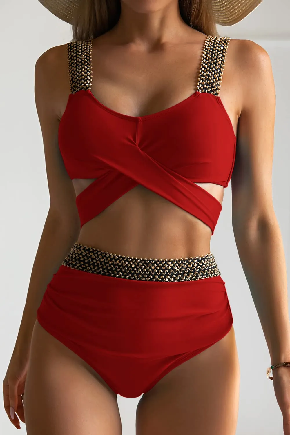 2023 Black Cross High Waist Bikini