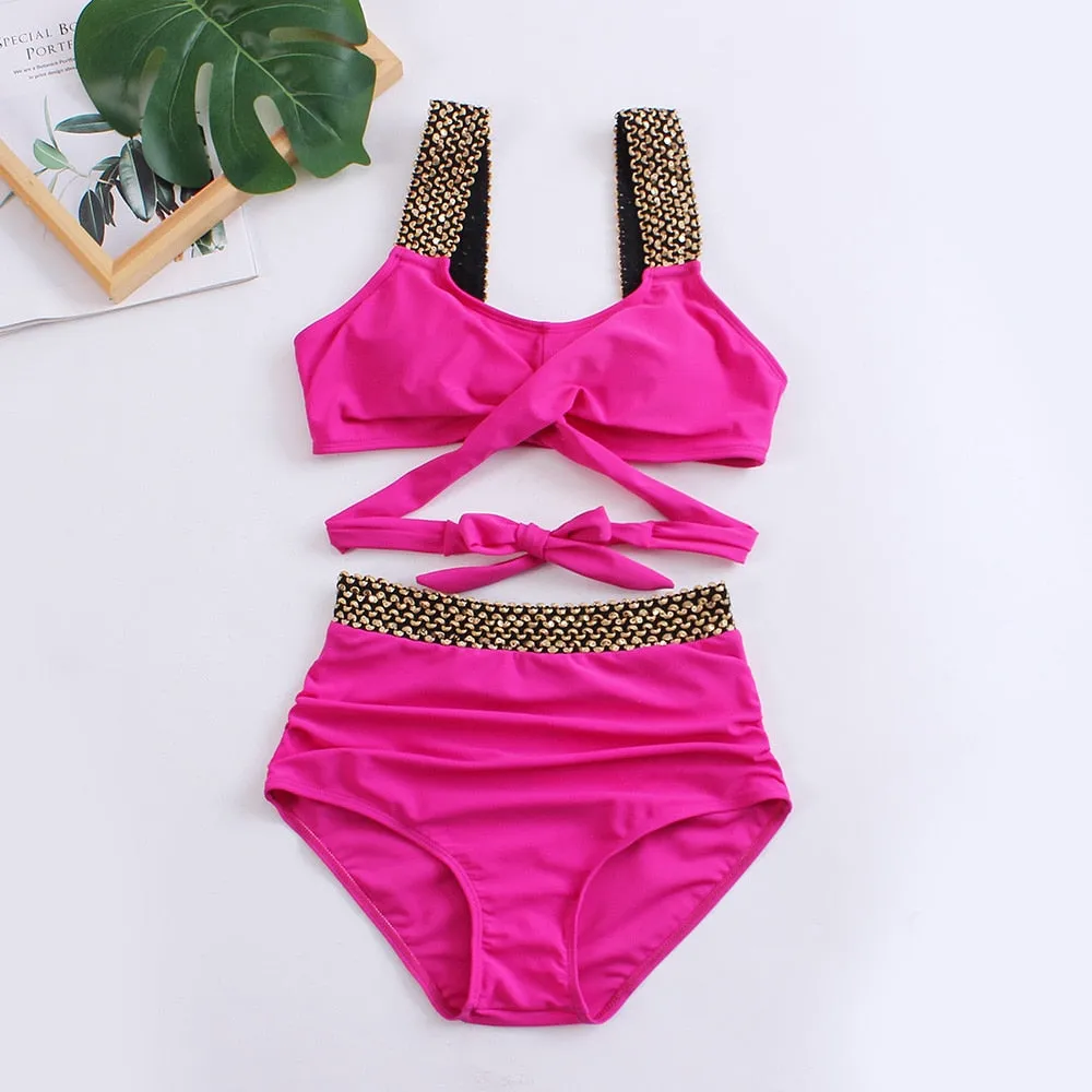 2023 Black Cross High Waist Bikini