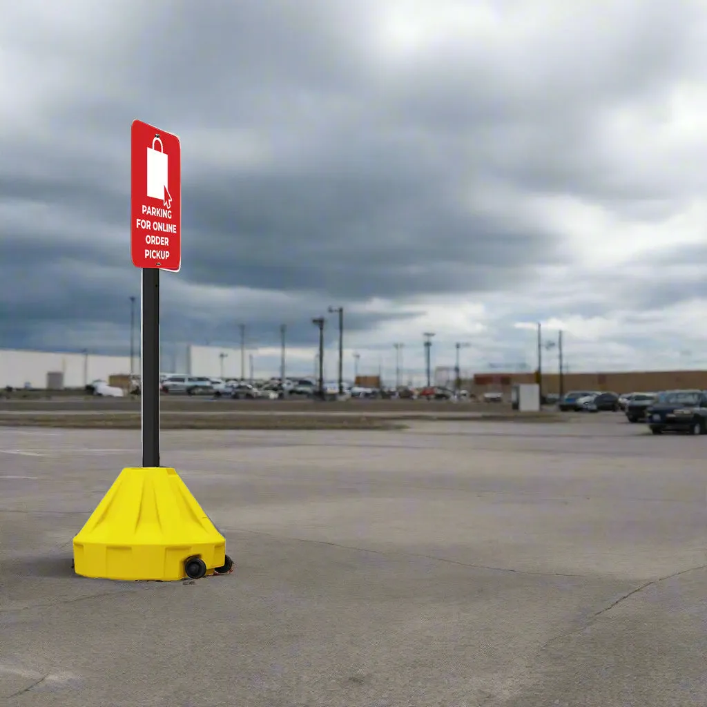 24" Rolling Outdoor Portable Parking Lot Sign | 60" Post