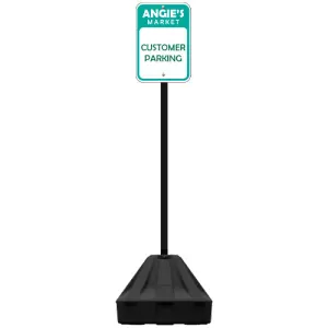24" Rolling Outdoor Portable Parking Lot Sign | 60" Post