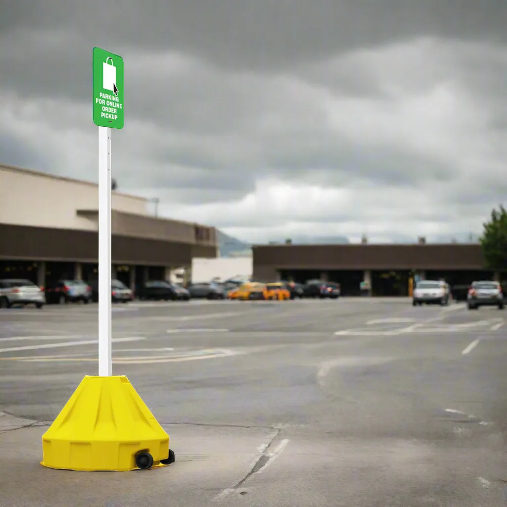 24" Rolling Outdoor Portable Parking Lot Sign | 72" Post