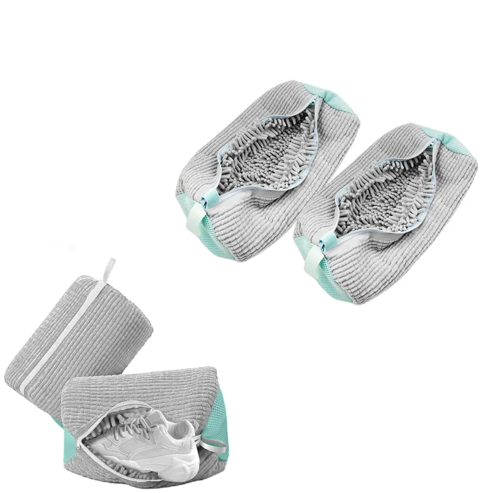 2Pcs Reusable Shoe Washing Bags for Washing Machine Laundry Shoe Bags Grey