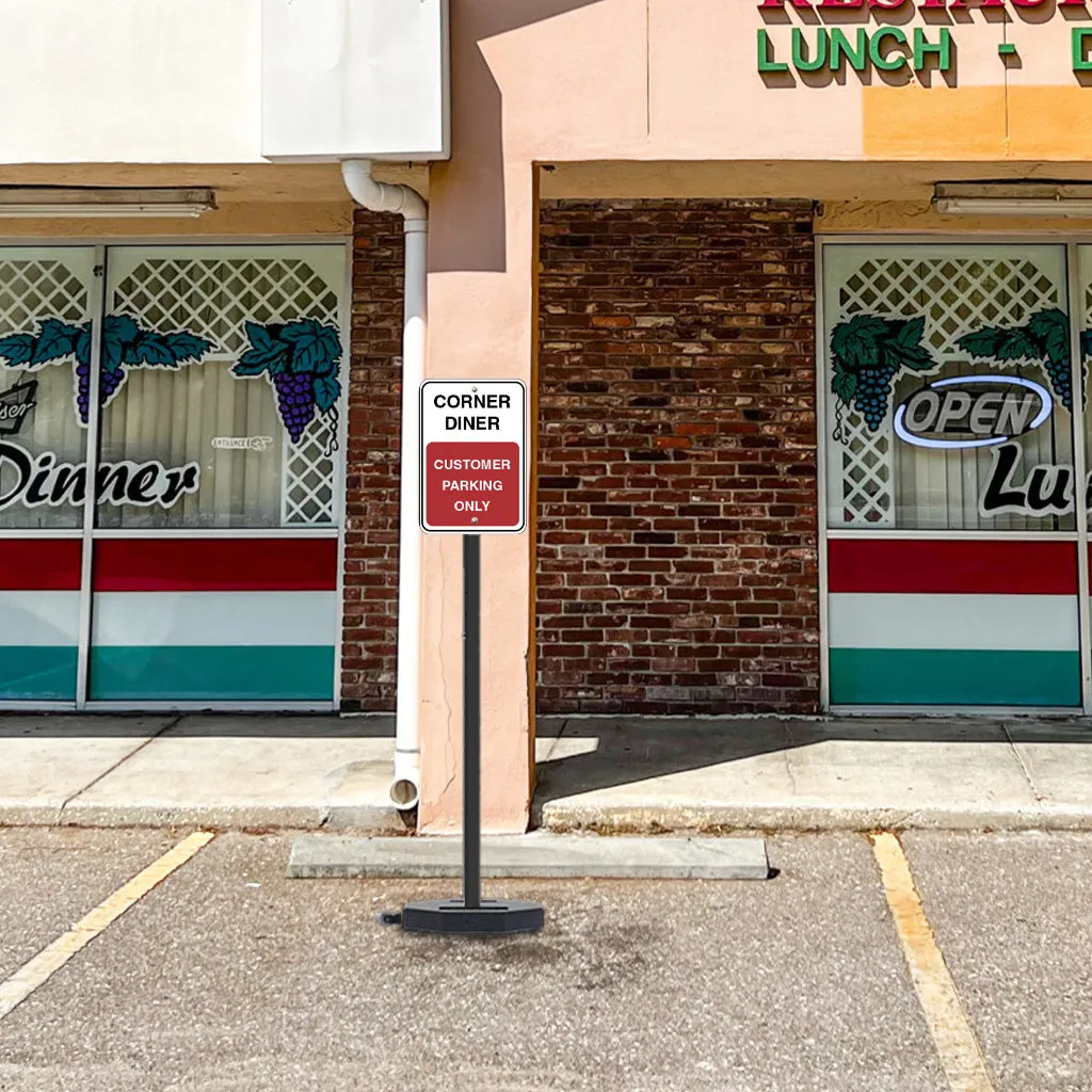 30 LB Outdoor Portable Parking Lot Sign with Wheels | 60" Post