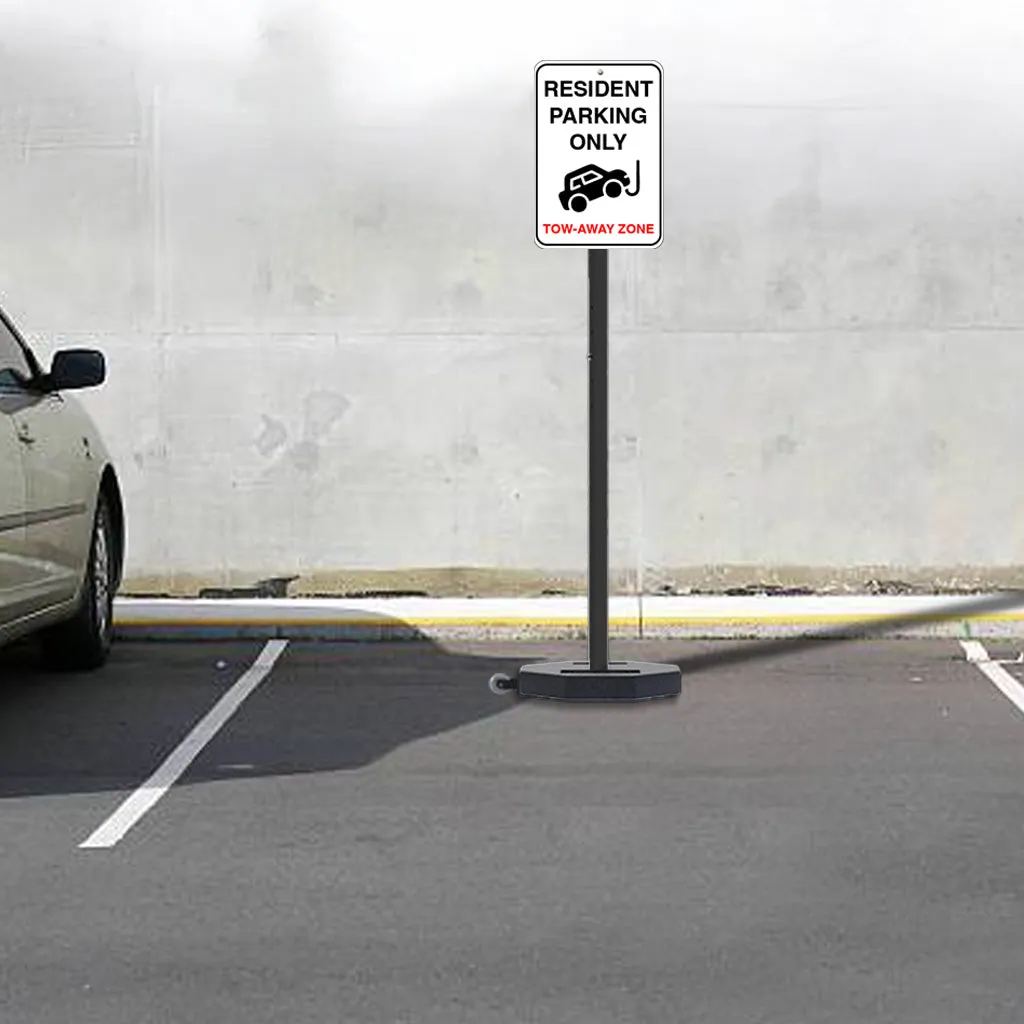 30 LB Outdoor Portable Parking Lot Sign with Wheels | 60" Post