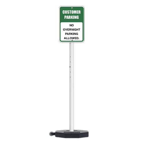 30 LB Outdoor Portable Parking Lot Sign with Wheels | 60" Post