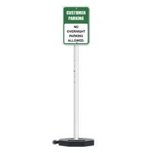 30 LB Outdoor Portable Parking Lot Sign with Wheels | 60" Post