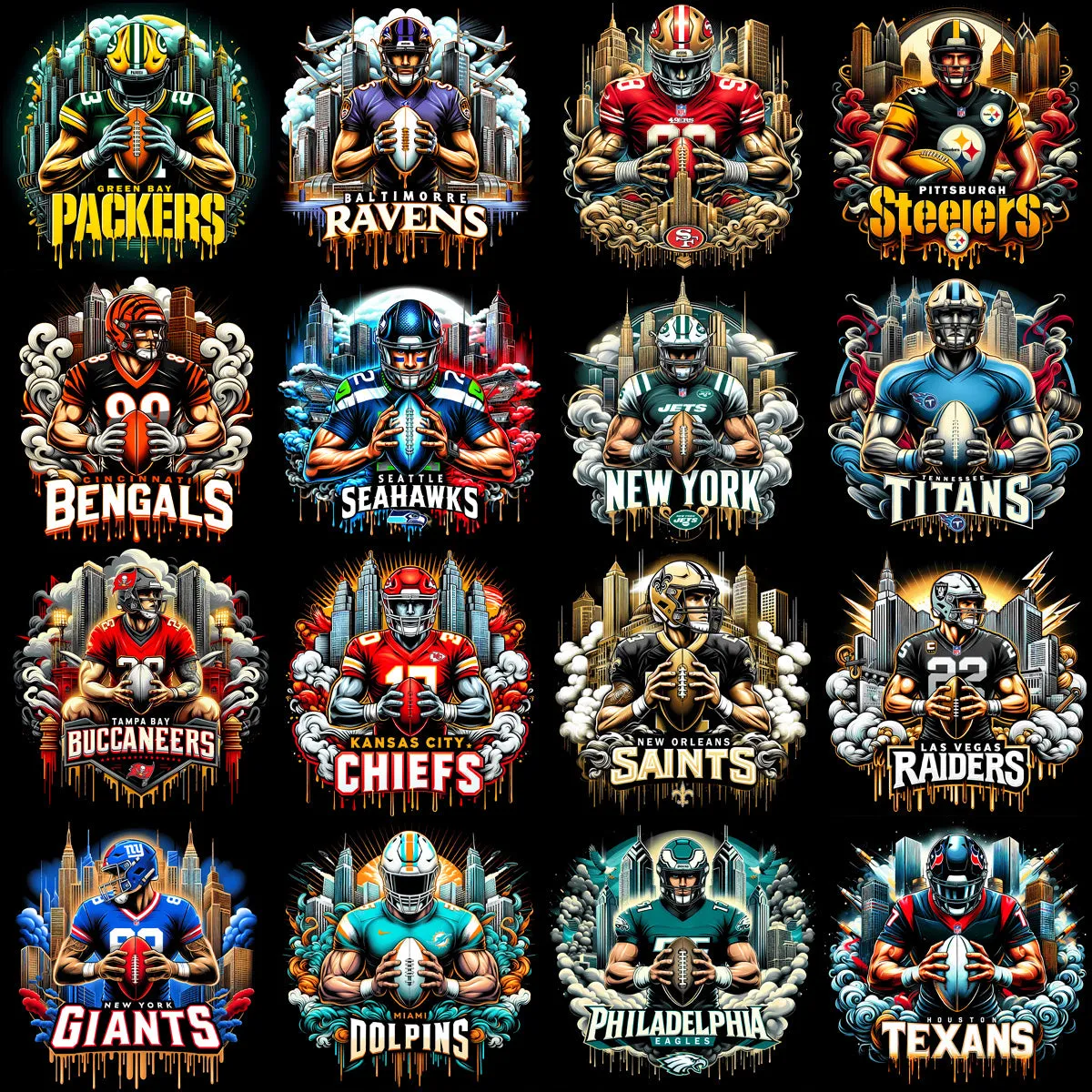 32 Football Teams Player Designs Bundle PNG