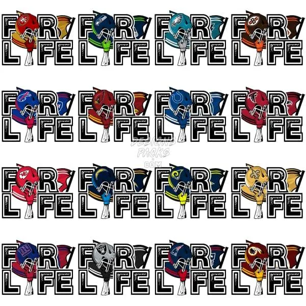 32 FOR LIFE Football Designs Bundle PNG