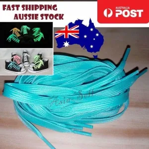 4pcs BLUE 80cm 32" Glow In The Dark Shoelaces Sports Sneaker Shoe Laces Fast