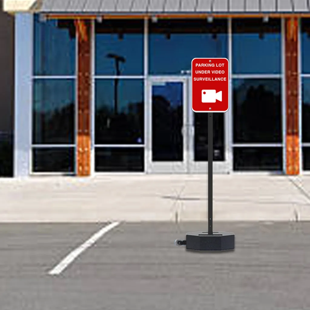 60 LB Outdoor Portable Parking Lot Sign with Wheels | 60" Post