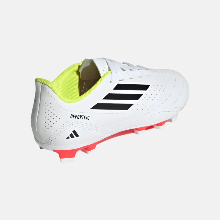 Adidas Deportivo III Flexible Ground Kids Unisex Football Shoes - Cloud White/Core Black/Solar Yellow