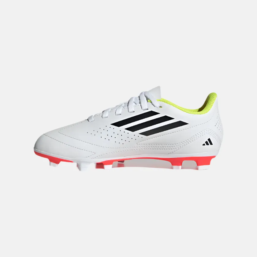 Adidas Deportivo III Flexible Ground Kids Unisex Football Shoes - Cloud White/Core Black/Solar Yellow