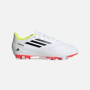 Adidas Deportivo III Flexible Ground Kids Unisex Football Shoes - Cloud White/Core Black/Solar Yellow