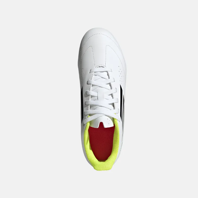 Adidas Deportivo III Flexible Ground Kids Unisex Football Shoes - Cloud White/Core Black/Solar Yellow