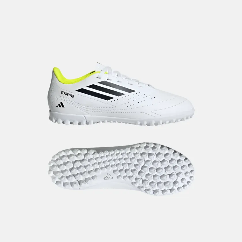 Adidas Deportivo III Kids Boy Football Shoes -White/Black/Solar Yellow