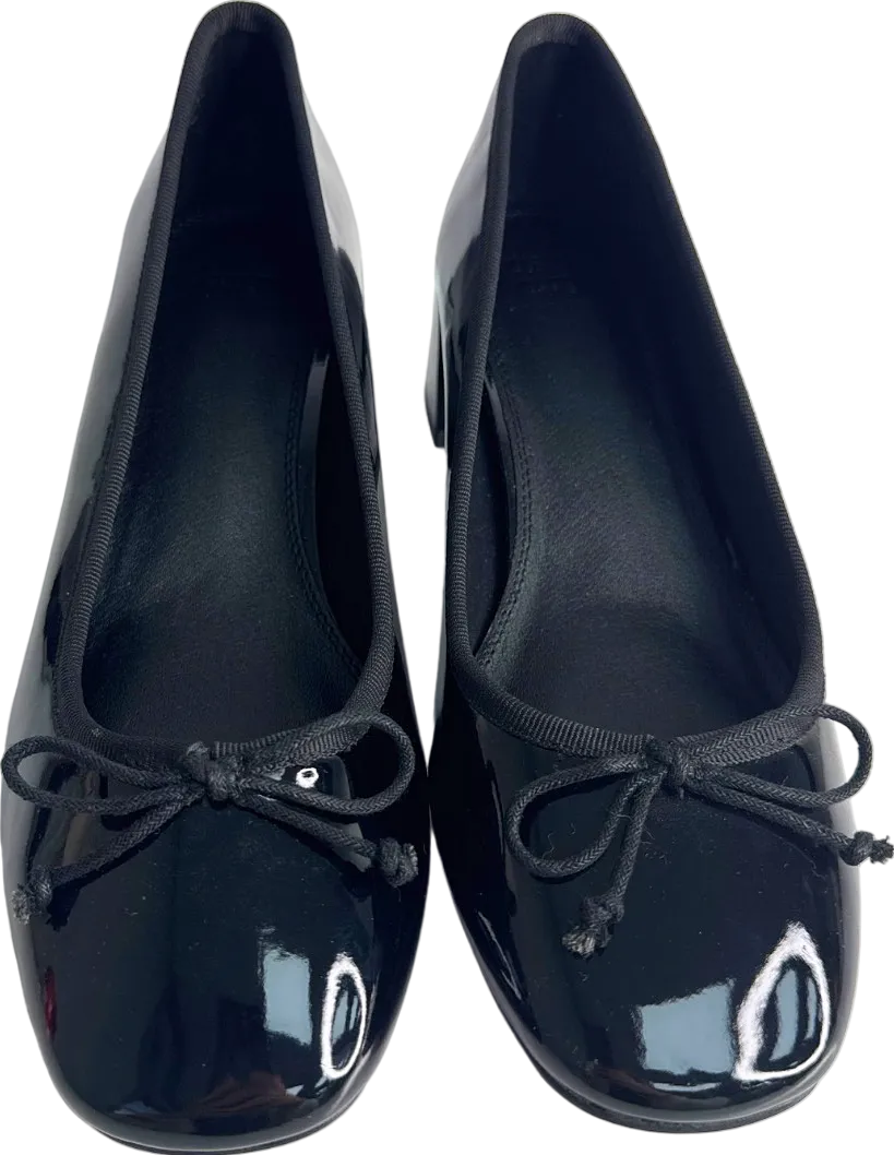 ASOS Black Patent Block Heel Ballet Shoes UK 6 EU 39