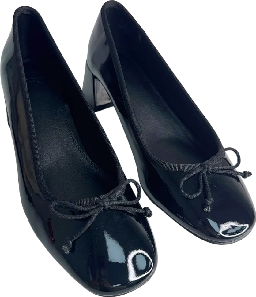 ASOS Black Patent Block Heel Ballet Shoes UK 6 EU 39
