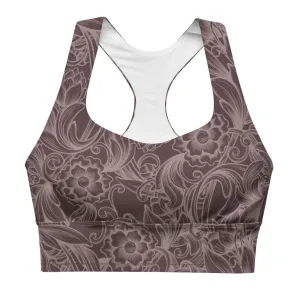 Brown Tooled Longline sports bra