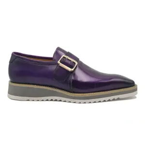 Carrucci Boys Purple Patent Leather Slip On Loafer Leather Dress Shoes