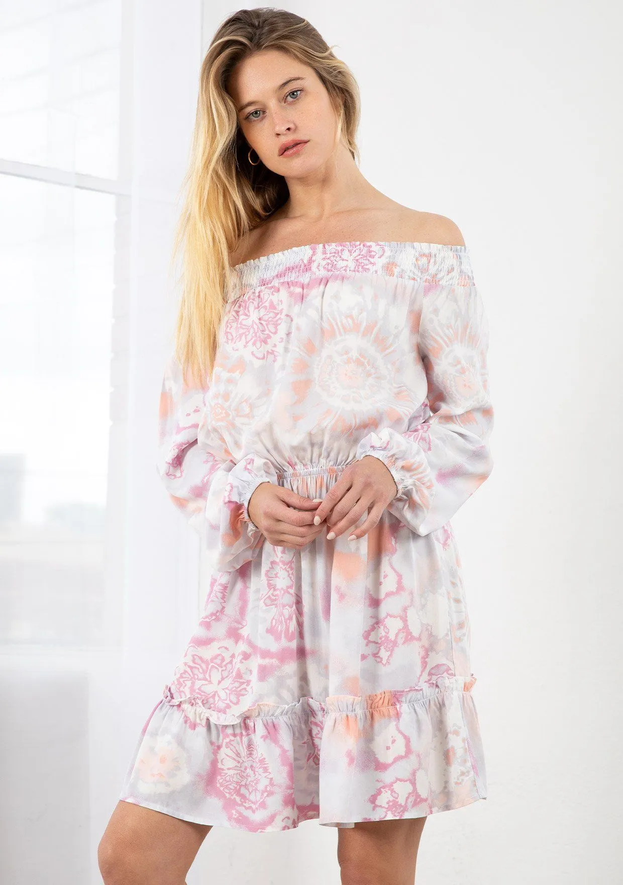 Cherished Off Shoulder Mini Dress