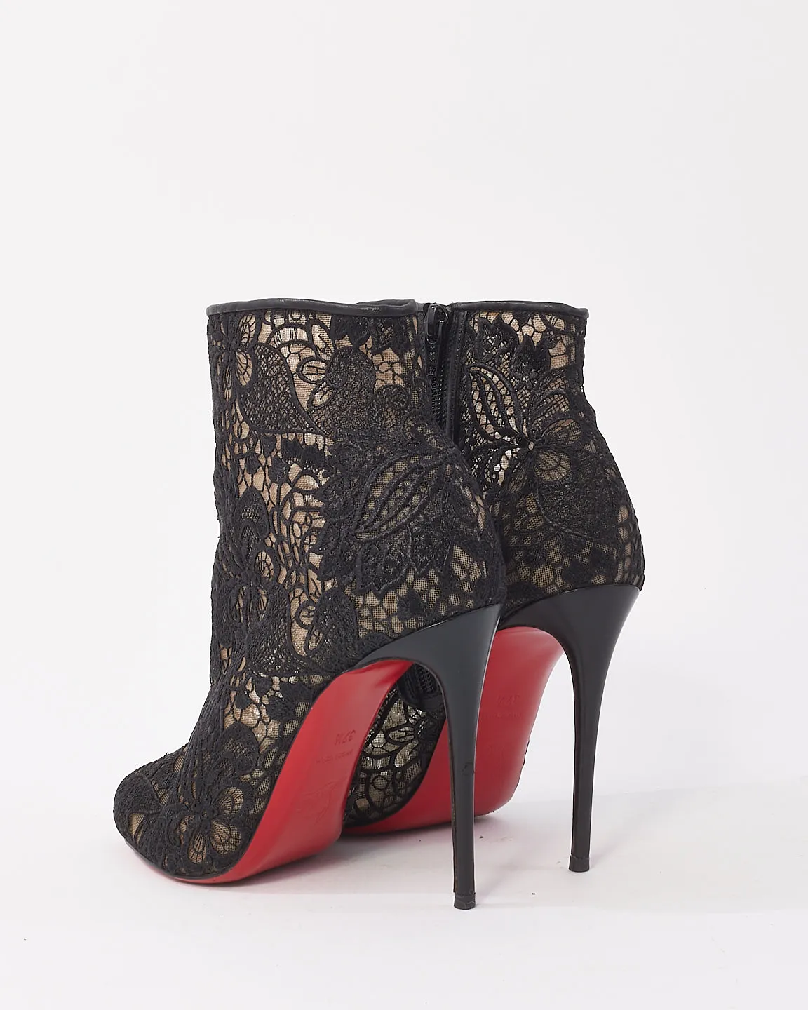 Christian Louboutin Black Lace Miss Tennis Ankle Boots - 37.5