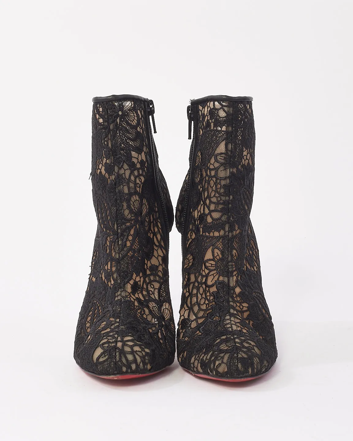 Christian Louboutin Black Lace Miss Tennis Ankle Boots - 37.5