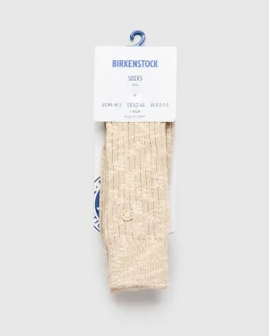 Cotton Slub Crew Sock in Beige