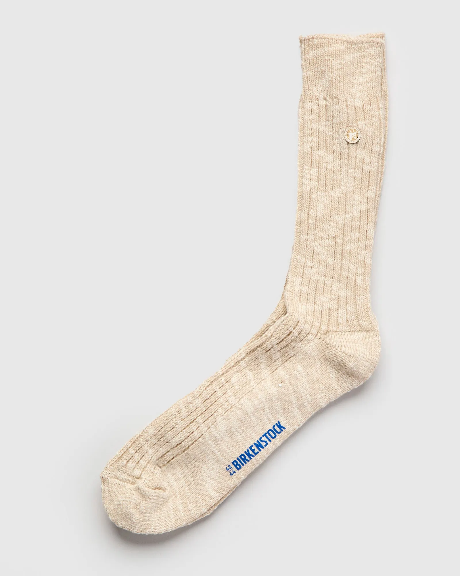 Cotton Slub Crew Sock in Beige