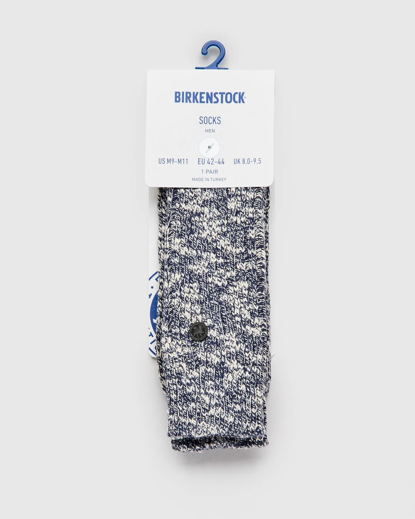 Cotton Slub Crew Sock in Blue