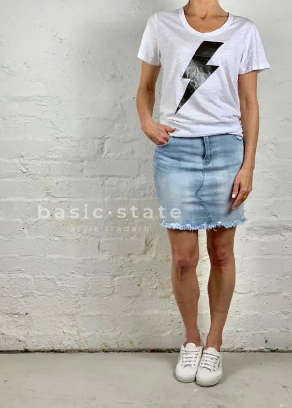 Dolly Denim Skirt || Light Blue