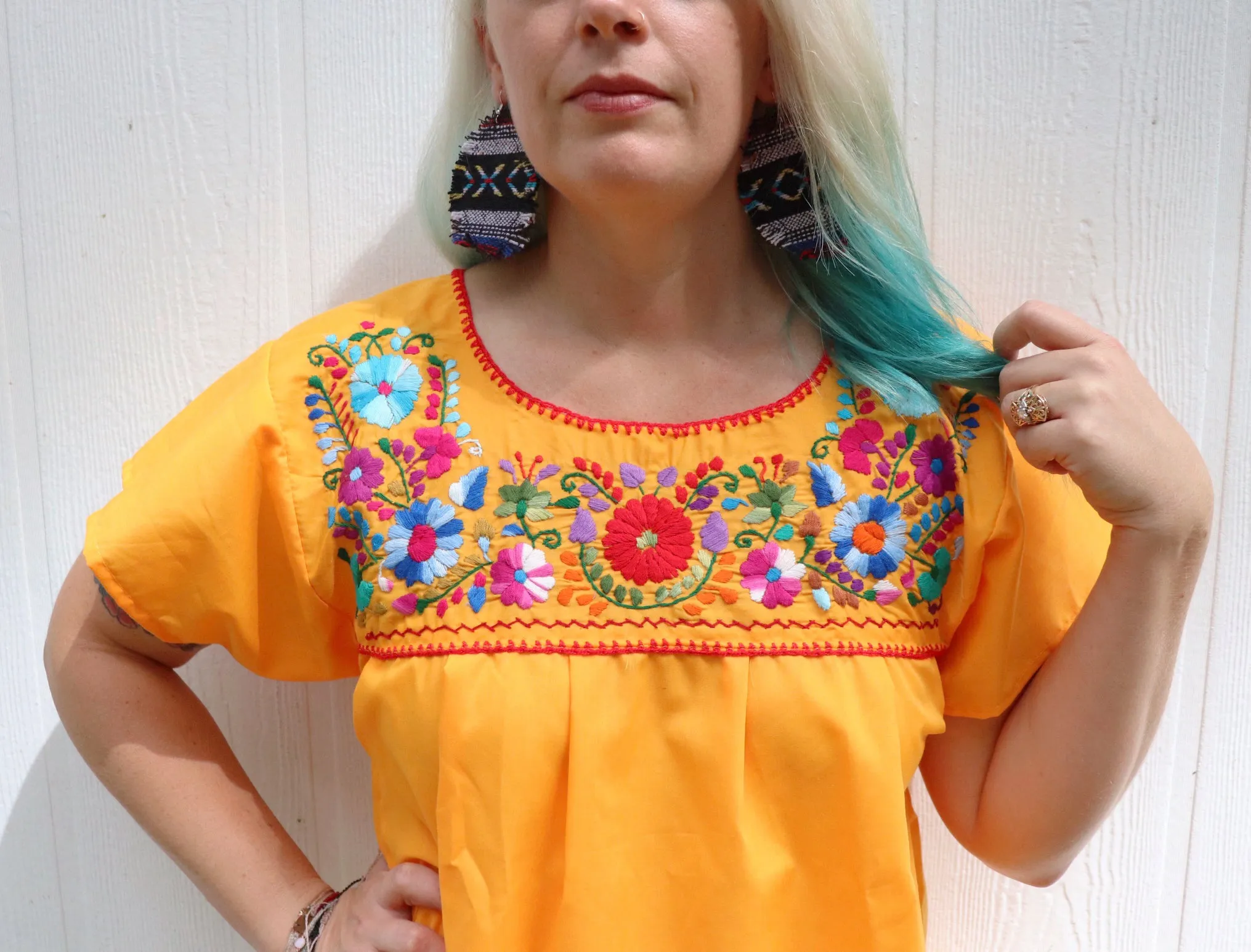 Fiesta Embroidered Peasant Top [All Colors]
