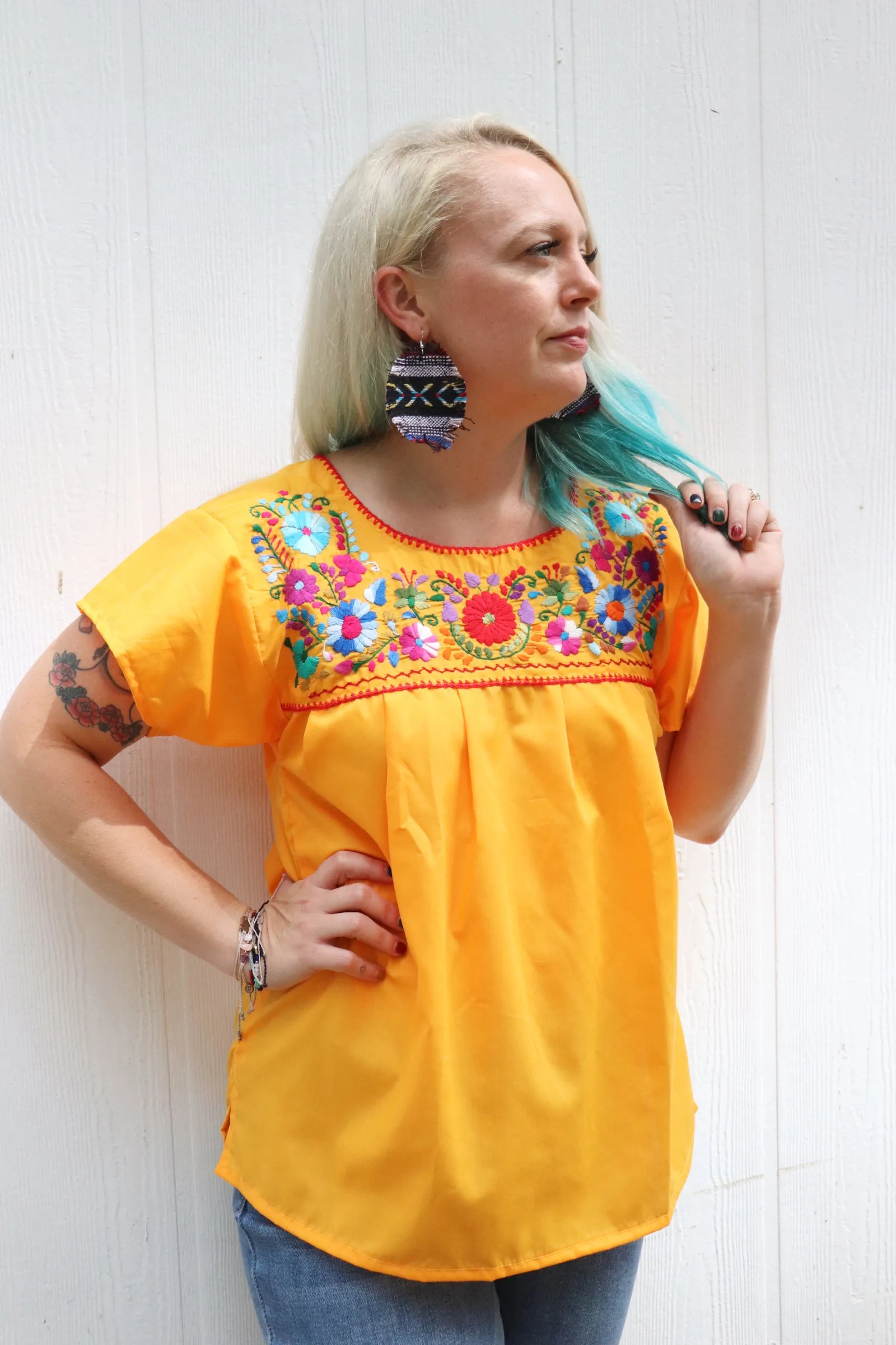 Fiesta Embroidered Peasant Top [All Colors]