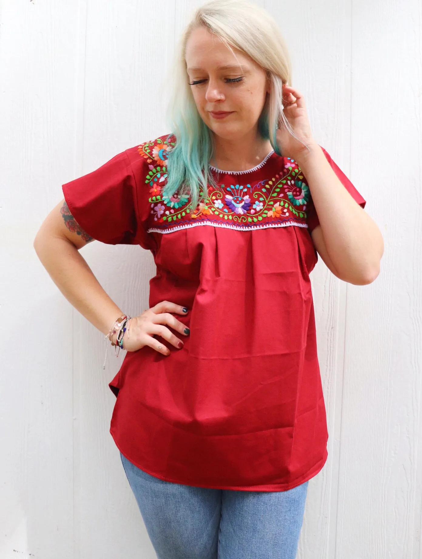 Fiesta Embroidered Peasant Top [All Colors]