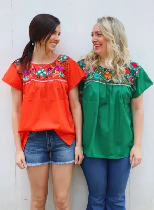 Fiesta Embroidered Peasant Top [All Colors]