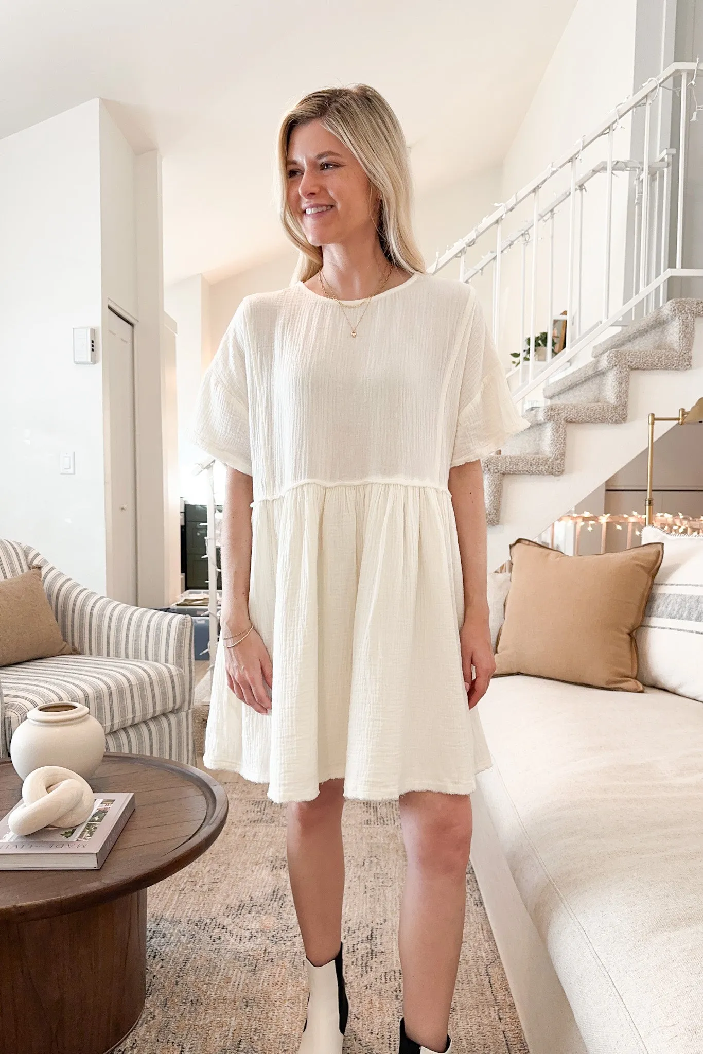 Free Falling Cotton Mini Dress