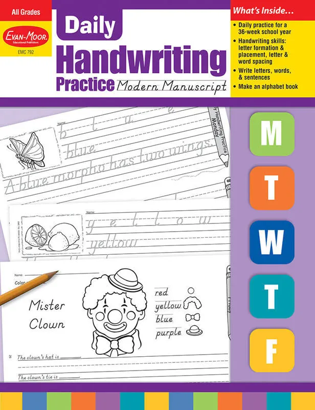 >Evan-Moor Daily Handwriting Practice - Modern Manuscript Grade K-6