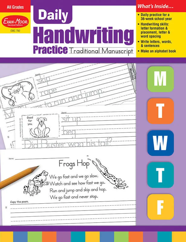 >Evan-Moor Daily Handwriting Practice - Traditional Manuscript Grade K-6