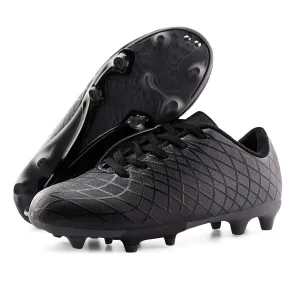 JABASIC Kids Outdoor Soccer Cleats Athletic Firm Ground Football Shoes (2,Black)