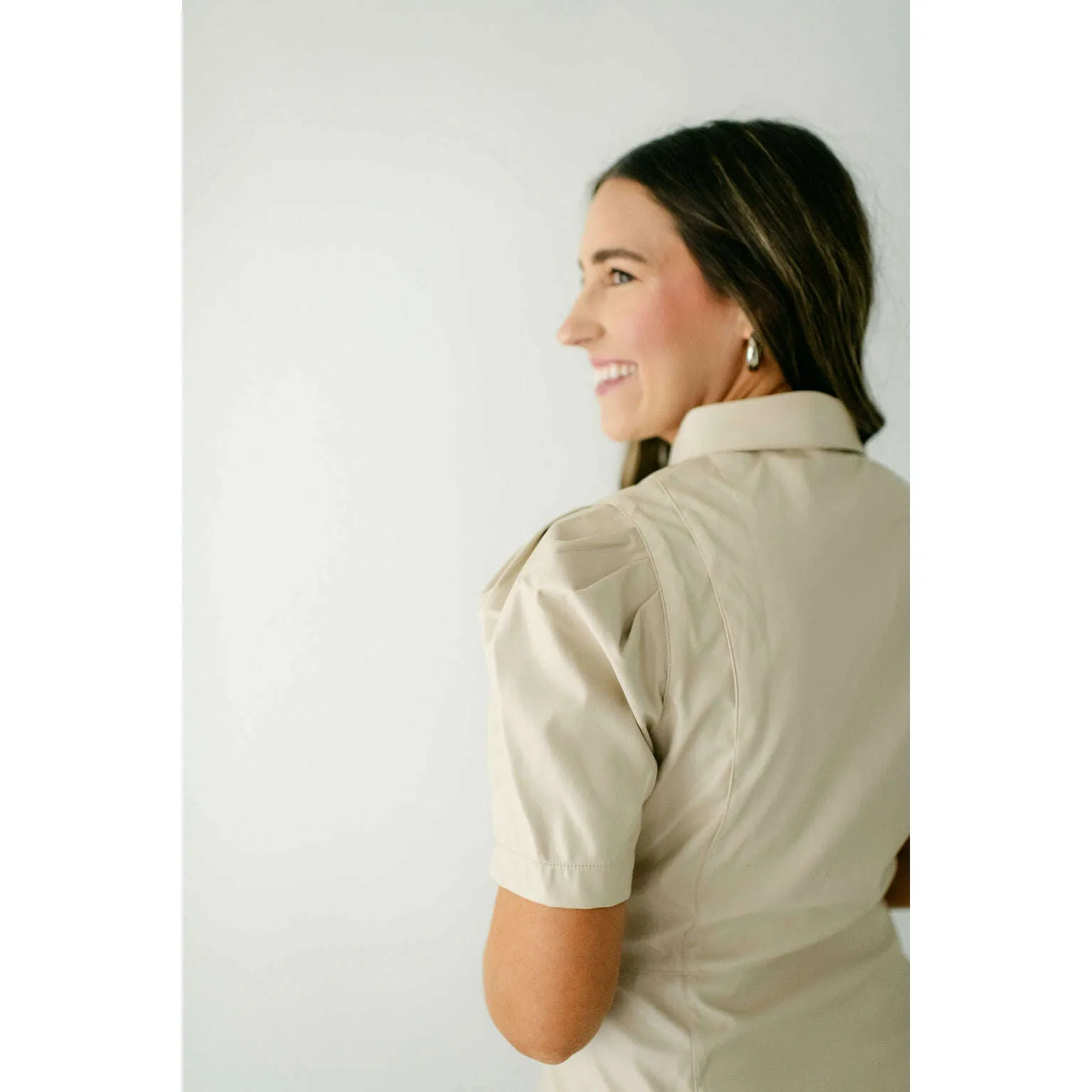 Karlie Ivory Pleather Button Dress