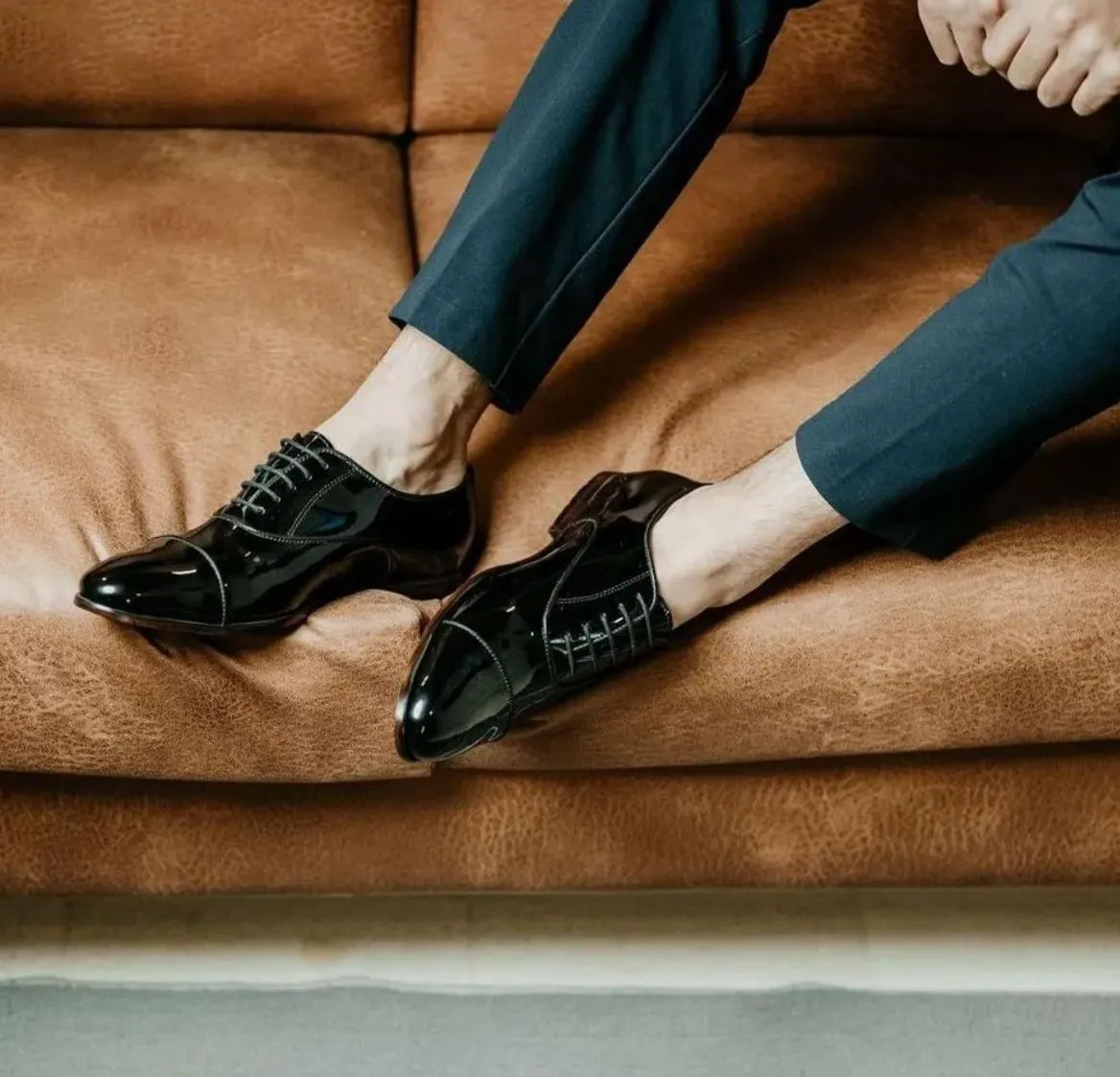Men's Fashion Antiwrinkle Shiny Lace-up Oxford Shoes