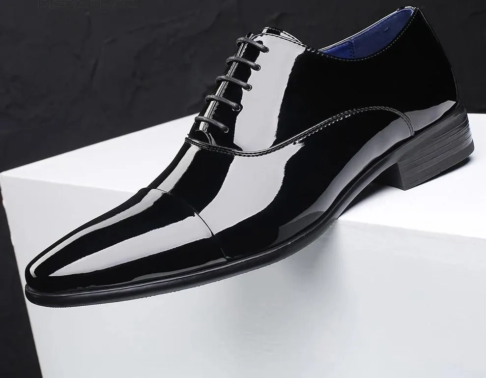 Men's Fashion Antiwrinkle Shiny Lace-up Oxford Shoes