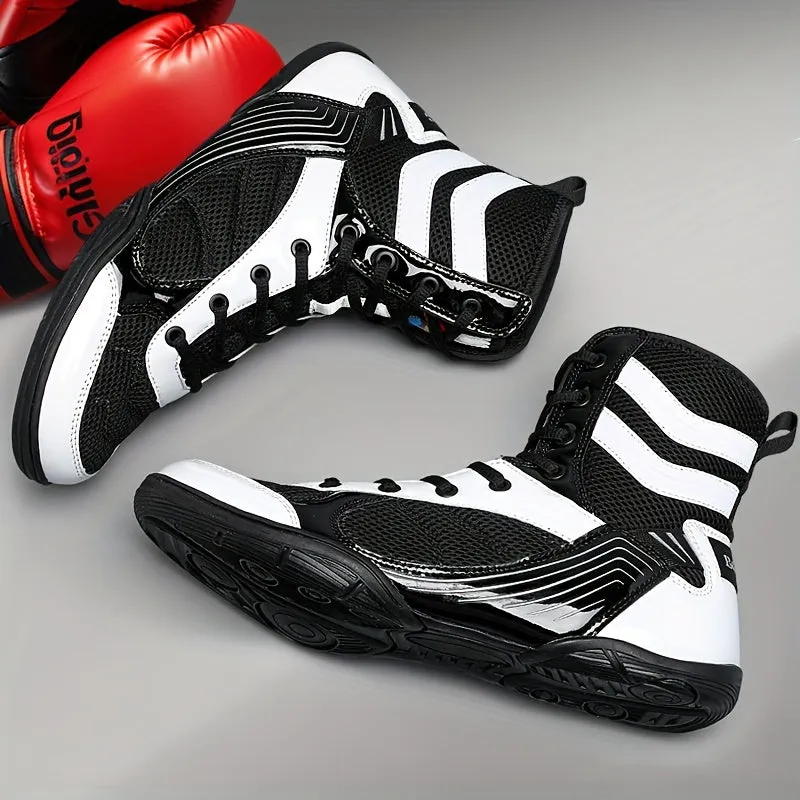 Men's Professional Boxing Shoes | Comfy Non Slip Lace Up Durable Training Boots