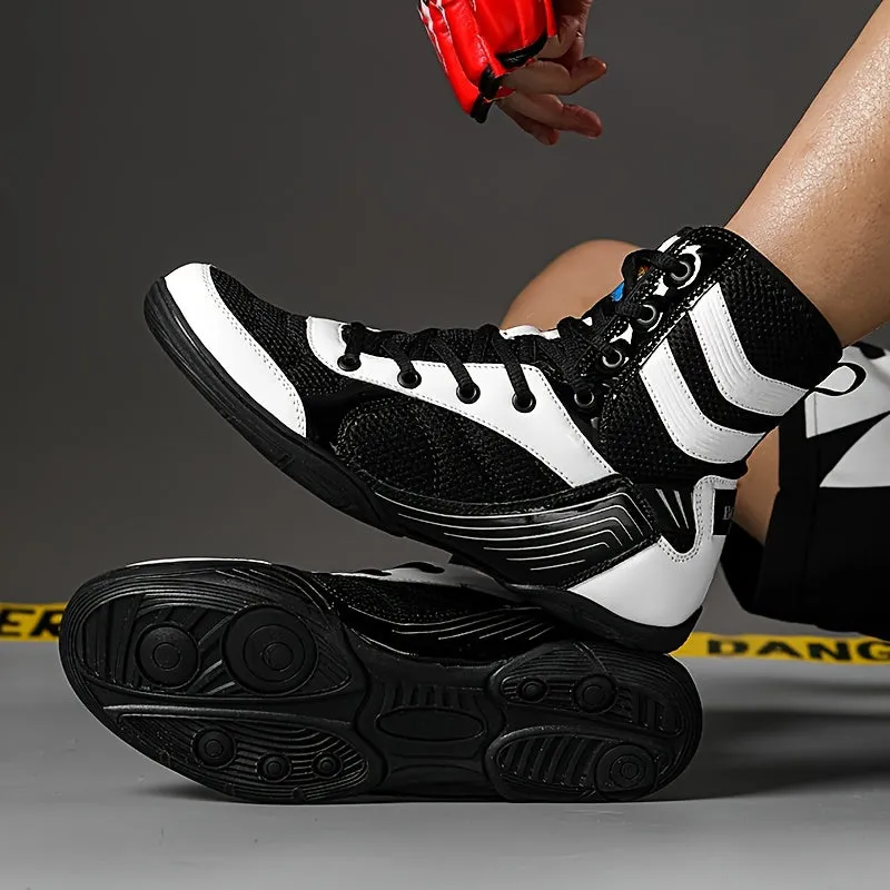 Men's Professional Boxing Shoes | Comfy Non Slip Lace Up Durable Training Boots